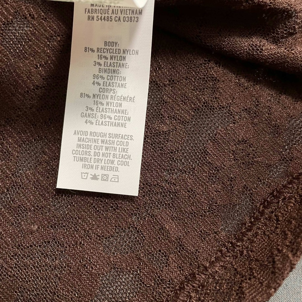 Aerie Womens Brown Floral Lace Mesh Short Sleeve Crew Neck Top Size M - Picture 8 of 10